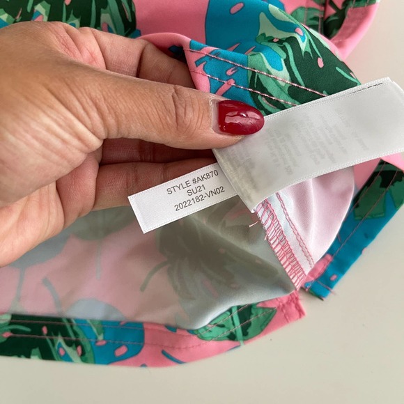 J.Crew Factory (L) Swim Trunks Shorts Flex Swimwear Leaves Pink Green Blue - Picture 8 of 10